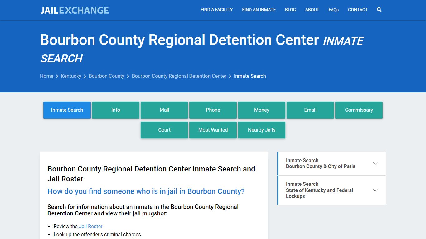Bourbon County Regional Detention Center Inmate Search - Jail Exchange